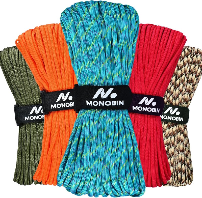 MONOBIN Paracord Rope 100FT for Making Paracord Projects, 4mm 7 Strand Parachute Cord for Lanyard, Survival Bracelets, Clothsline,Hiking - Image 1